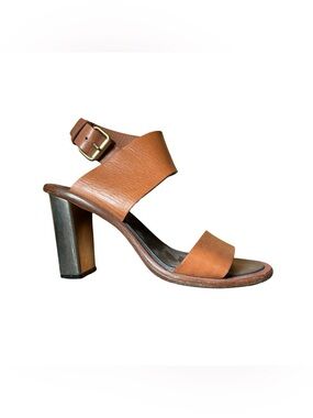 Vintage Y2K Celine Metal Open Toe Block Heel Size 8